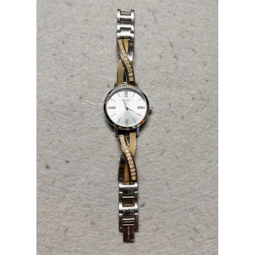 Liz‎ Claiborne LC1220 Japan Movement Diamond Gold Silver Toned Ladies Wristwatch